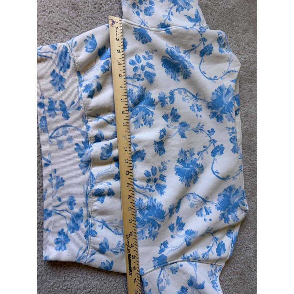 Abercrombie & Fitch Fleece Sweatshirt Sunday Slash Floral White Blue Small - Picture 6 of 9